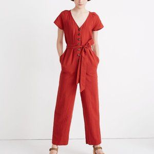 Madewell Linen Blend Pleat-Sleeve Jumpsuit